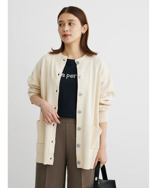 Green Parks ミドル丈モックネックカーディガン Ivory