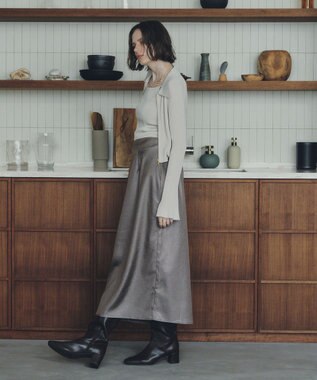 YECCA VECCA シャイニーロングスカート Mocha