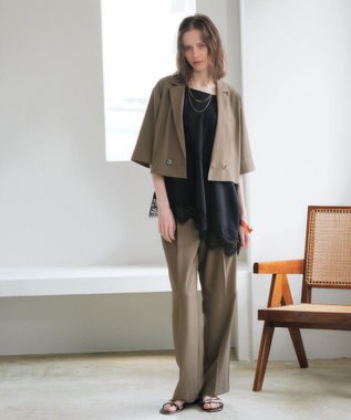 YECCA VECCA サイドラインパイピングストレートパンツ Brown