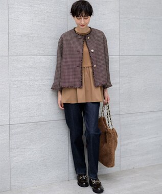 23区 VIOLAｄ’ORO エコムートン チェーンショルダー トートバッグ ブラウン系