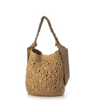 UNBILLION cachecache 下がりグログラン柄編みワンハンドルクロッシェトート ブラウン