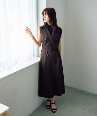 YECCA VECCA 【UVカット/接触冷感】トレンチジレワンピース Brown