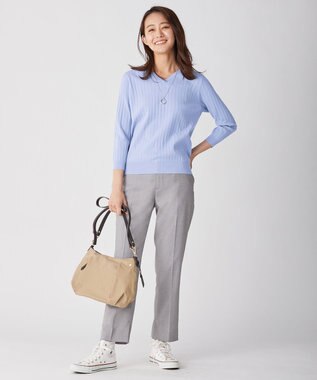 J.PRESS LADIES 【洗える】PRINCESS Vネック ニット サックスブルー系