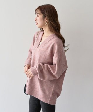Green Parks ・Ｐｅｔｉｔ　Ｆｌｅｕｒ　深Ｖネックニットチュニック Pink
