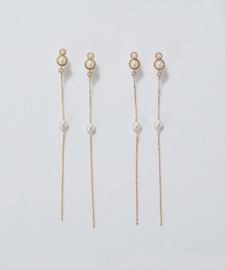 Phoebe 【金属アレルギー対応】ルミナスパールロングセラミックピアス　ゴールド ゴールド