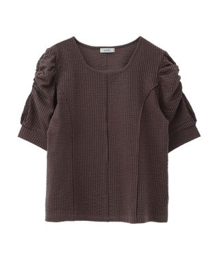 earth music&ecology ぽこぽこパワショルプルオーバー Brown