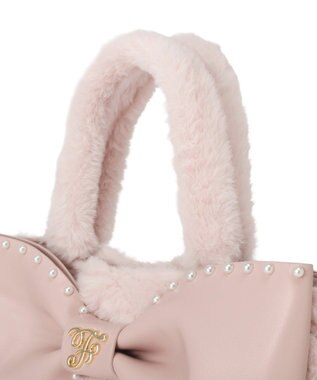Maison de FLEUR フェイクファーパールリボントートバッグ Pink