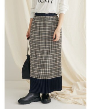 CRAFT STANDARD BOUTIQUE 配色チェックプリーツスカート Check Beige