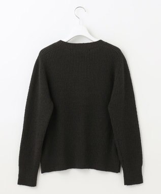 自由区 【洗える】テクスチャーコットンブレンド ビジューデザインニット ネイビー系