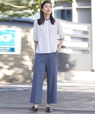 J.PRESS LADIES S 【洗える】ブロックドットプリント バンドカラー ブラウス ホワイト系5