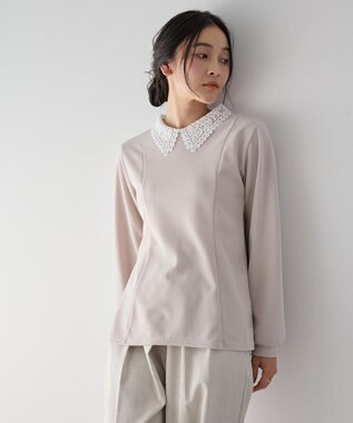 YECCA VECCA 2wayレース襟ブラウス Gray Beige