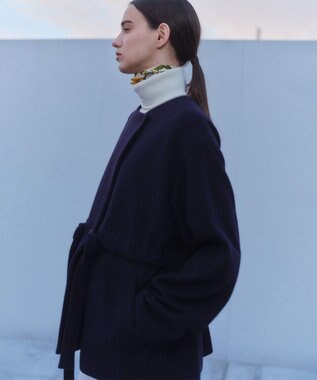 BEIGE， LABBOCK / ウール混2WAYショートコート Navy