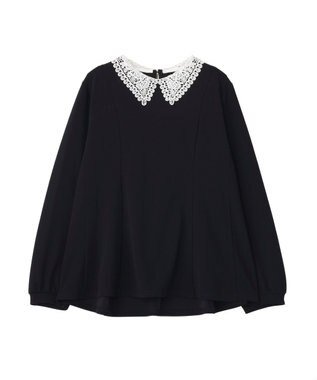 YECCA VECCA 2wayレース襟ブラウス Navy