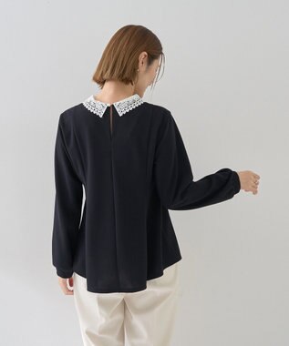 YECCA VECCA 2wayレース襟ブラウス Navy