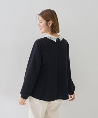 YECCA VECCA 2wayレース襟ブラウス Navy