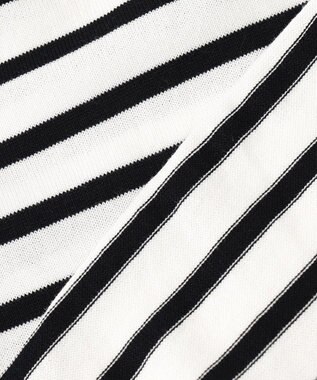 J.PRESS LADIES 【洗える】BASIC HT-COTTON クルーネック ボーダー カーディガン ブラック系1