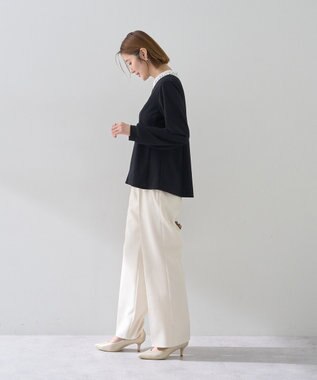 YECCA VECCA 2wayレース襟ブラウス Navy