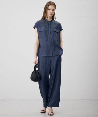 ICB L 【先行予約】ライトリヨセルデニム フレンチスリーブブラウス インディゴ