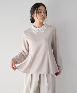 YECCA VECCA 2wayレース襟ブラウス Gray Beige