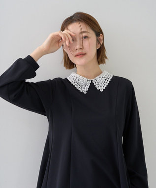 YECCA VECCA 2wayレース襟ブラウス Navy