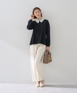 YECCA VECCA 2wayレース襟ブラウス Navy