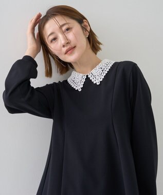 YECCA VECCA 2wayレース襟ブラウス Navy