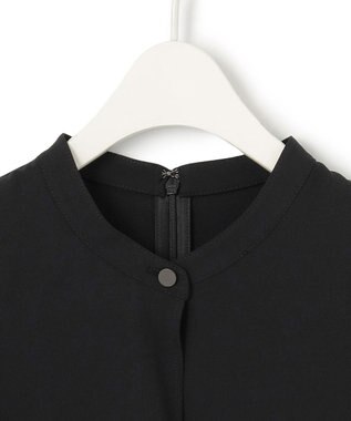 ICB L 【洗える】ストレッチジョーゼット ラッフルデザインブラウス ブラック系