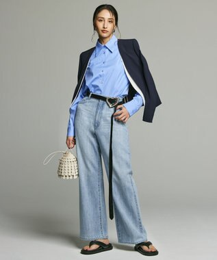 BEIGE， CINDY / ダブルカラージャケット Navy × White