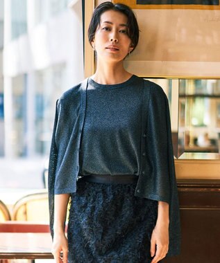 自由区 【カタログ掲載】カラーミックスラメ カーディガン ネイビー