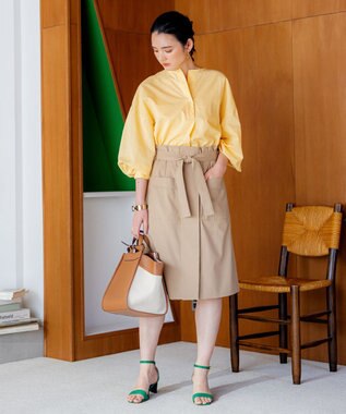 組曲 【洗える】ナチュラルローンスキッパー ブラウス ライトオレンジ系