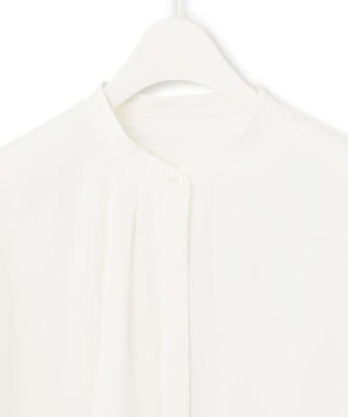 ICB 【速乾・洗える】BackSatinAmunzen ラッフルデザインブラウス オフホワイト系