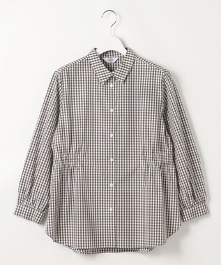 J.PRESS LADIES S 【WEB限定カラーあり】コンパクトエステネージュ シャーリング ブラウス ブラウンギンガム系