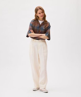 LENO FRENCH WORK HEVY LINEN TROUSERS リネンパンツ WHITE