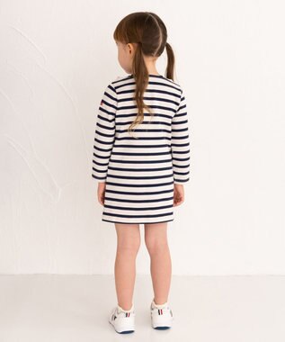 MIKI HOUSE HOT BISCUITS 【80-120cm】ボーダーワンピース 紺×白