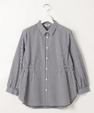 J.PRESS LADIES S 【WEB限定カラーあり】コンパクトエステネージュ シャーリング ブラウス ネイビーギンガム系