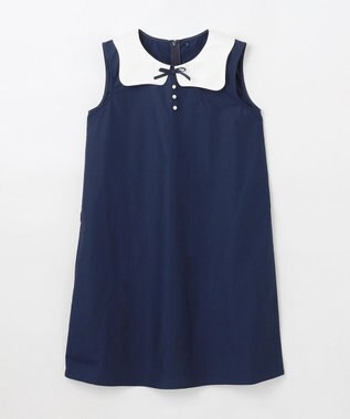 組曲 KIDS 【150-160㎝】カーブカラー ワンピース ネイビー