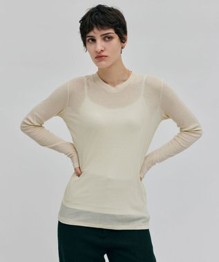 BEIGE， 【洗える】SORE / シアーコットンクルーネックカットソー