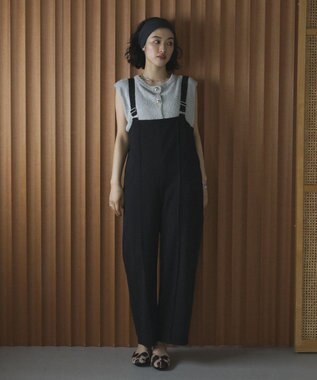 Green Parks ピンタックサロペット Black