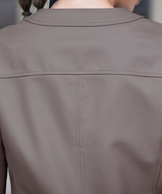 Tiaclasse L 【本革】ノーカラーシープレザージャケット モカ