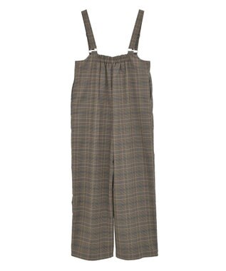 Green Parks ピンタックサロペット Check Brown