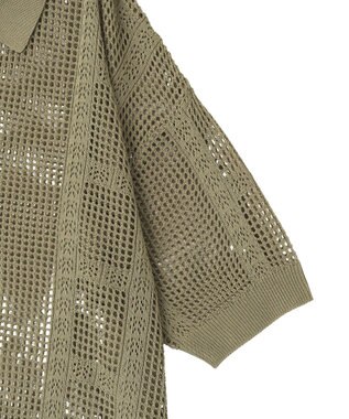 earth music&ecology レーシースキッパーポロニットプルオーバー Khaki