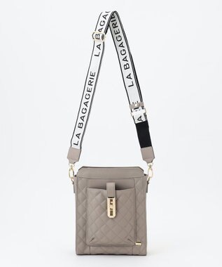LA BAGAGERIE シープキルトWストラップスクエアショルダー グレージュ