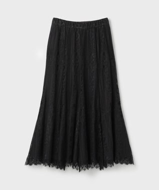 GRACE CONTINENTAL ストライプレースフレアスカート ブラック