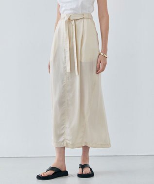 BEIGE， 【洗える】PAWPAW / ウエストリボンタックスカート