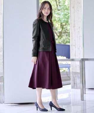 Tiaclasse L 【本革】ノーカラーシープレザージャケット ブラック