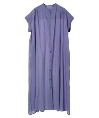 CRAFT STANDARD BOUTIQUE インド綿バンドカラーワンピース Lavender