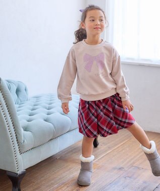 ANY KIDS 【WEB限定】7days 裏毛 トレーナー ミルクティ×リボン