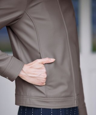 Tiaclasse L 【本革】ノーカラーシープレザージャケット モカ