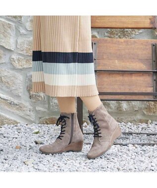 MODE ET JACOMO <D'ICI>ウェッジソールレースアップブーツ オークスエード