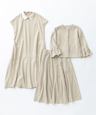 組曲 S 【先行予約・WEB限定】ライトリネンライクノーカラー ジャケット ベージュ系